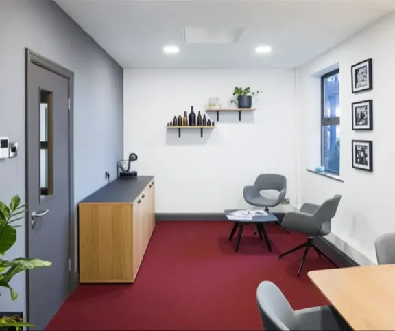 Javelin counselling room with red carpet