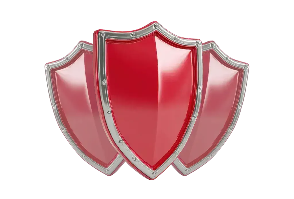 Vision illustration with stacked red shields